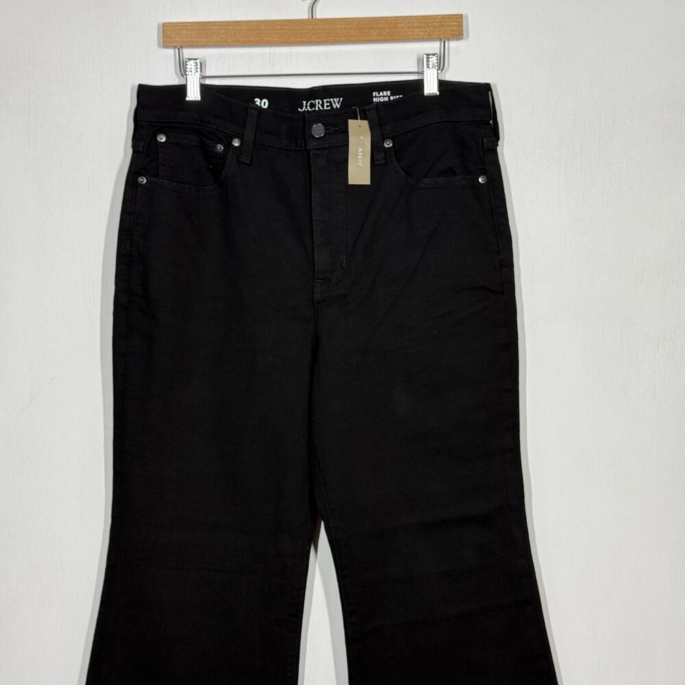 J Crew Flare High Rise Jeans NWT 30 Black Denim Semi-Stretch Business Office - Picture 4 of 11
